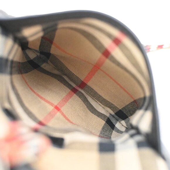 BURBERRY Logo Check Card Case Holder Canvas Leather Brown Black Italy 67KB292 - Picture 9 of 13